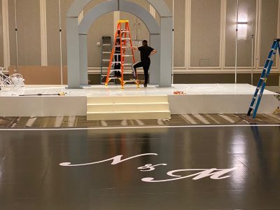White Acrylic Stage Panel Installation